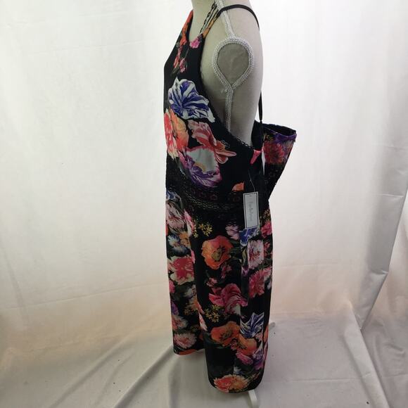 Premier Amour Floral Dress Black Red Yellow 14 - Picture 10 of 13
